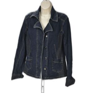 CDJ French Dressing Denim Stretch Jacket w/ Top Stitch Detail Size L